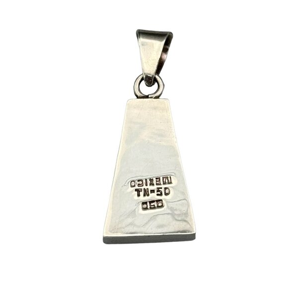 VINTAGE Mexico Sterling Silver 925 Black Onyx Stone Geometric Necklace Pendant - Picture 4 of 6